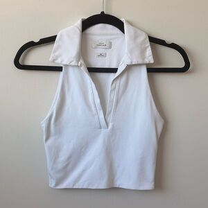 Babaton Contour Polo Crop Tank - White